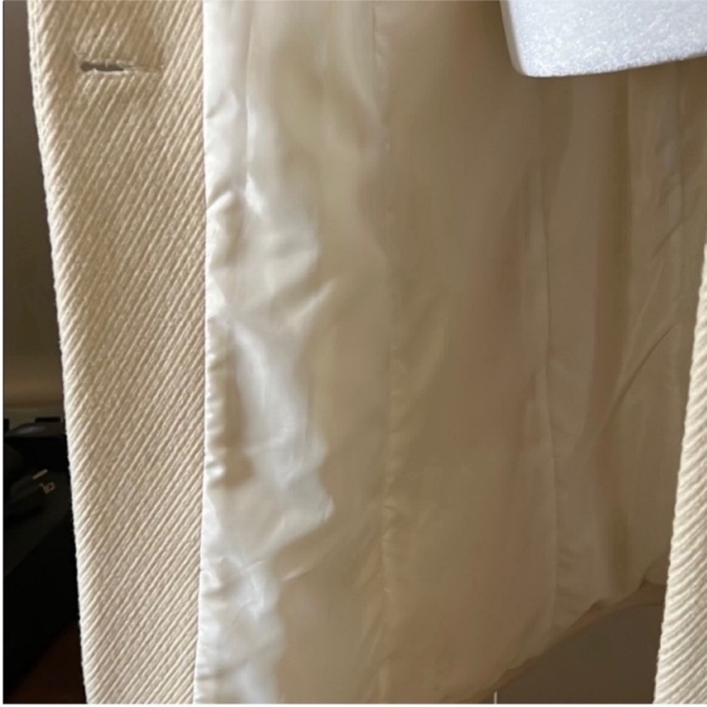 Mackage | Women’s Size S Cream Wool Coat with Leather Trim Accents + Belt - Picture 10 of 14